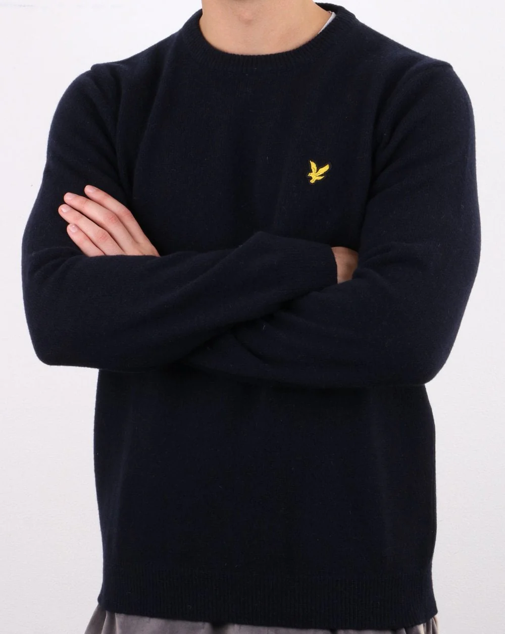 Lyle And Scott Crew Neck Lambswool Blend Jumper Navy - Image 3