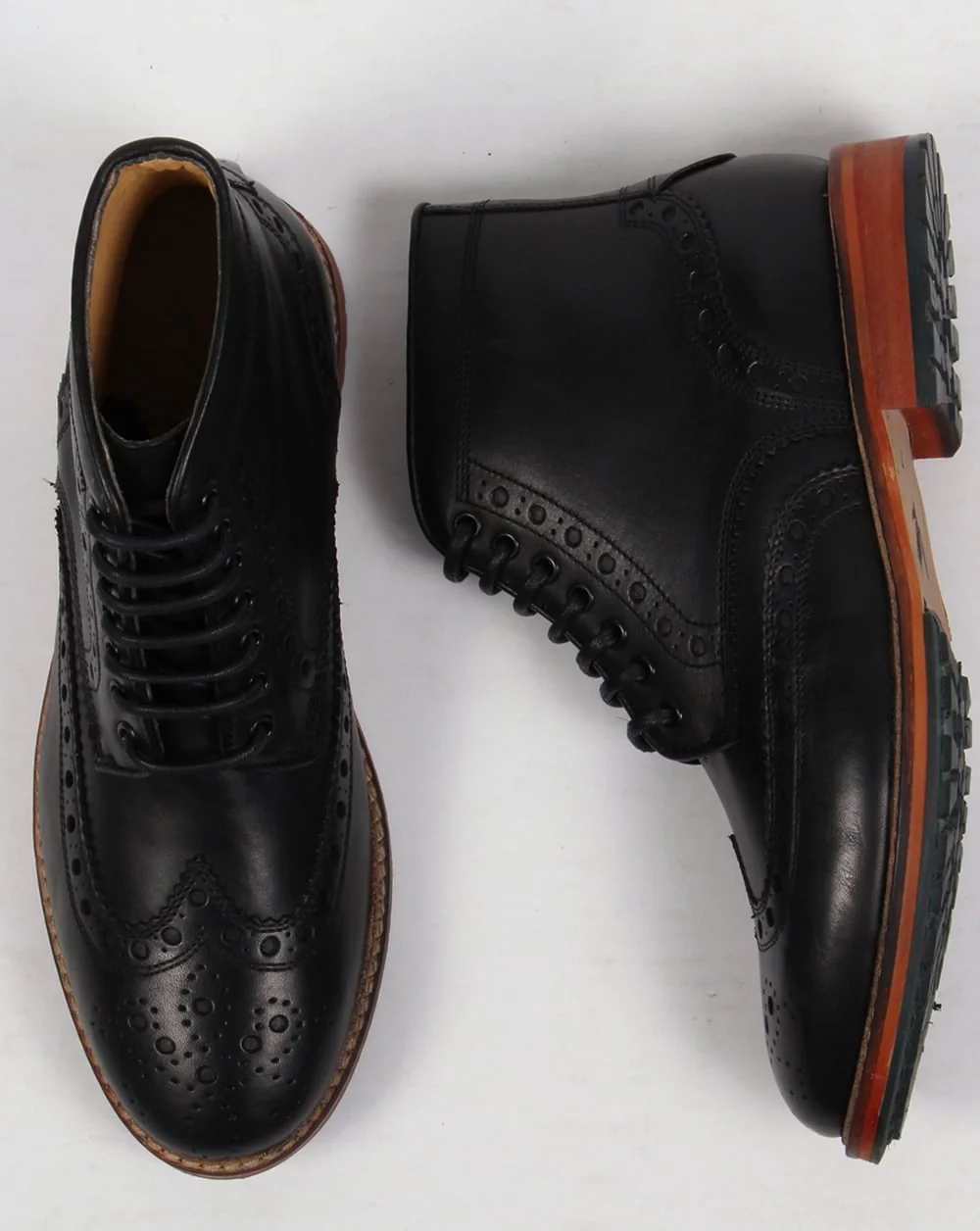 Lyle And Scott Deveron Brogue Boots Black - Image 2