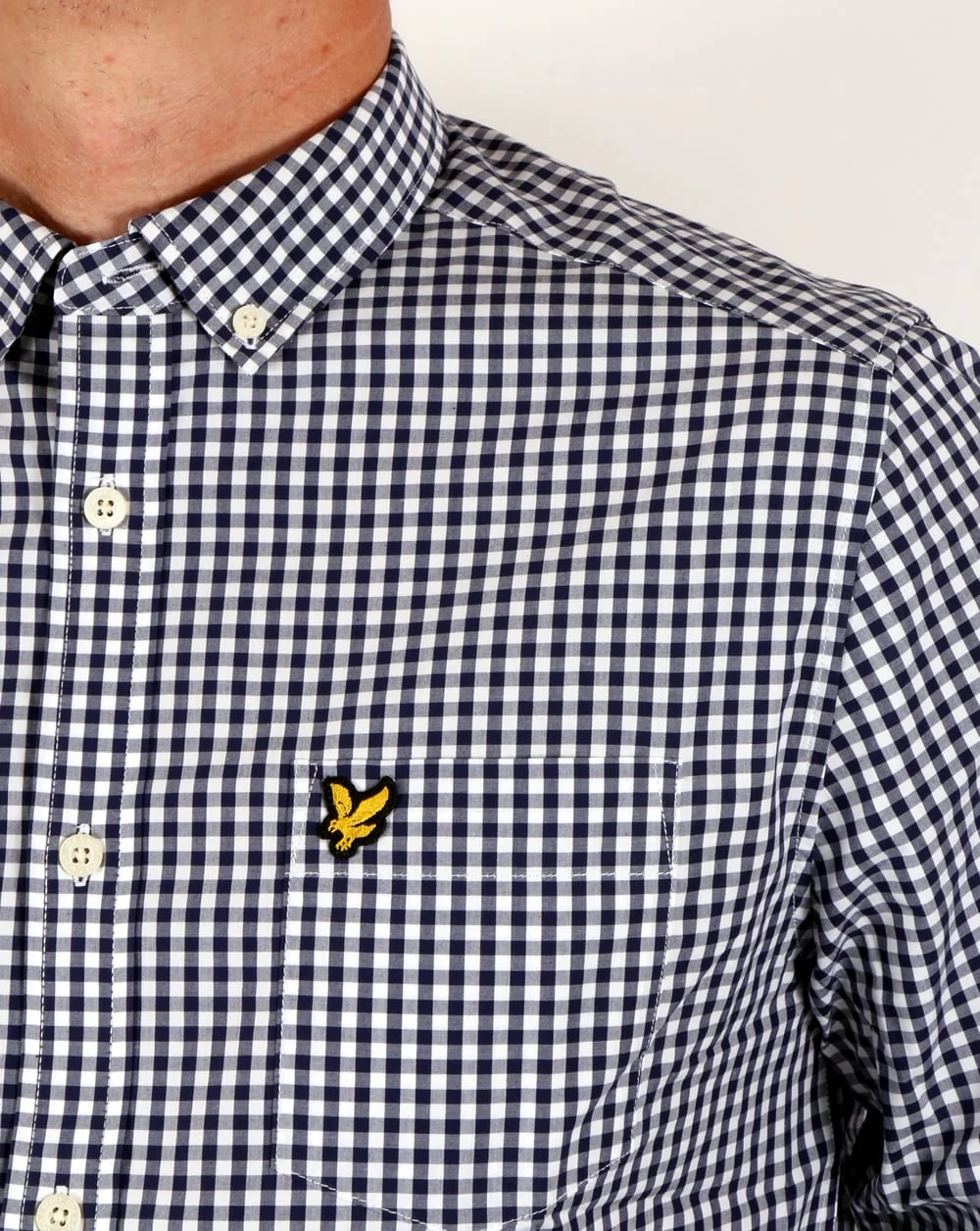 Lyle And Scott Gingham Check Shirt Navy - Image 2