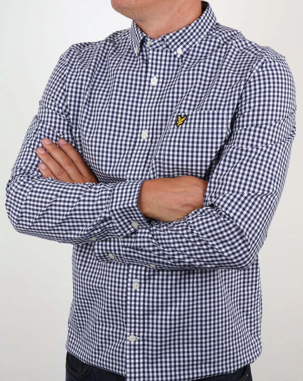 Lyle And Scott Gingham Shirt Navy - Image 2