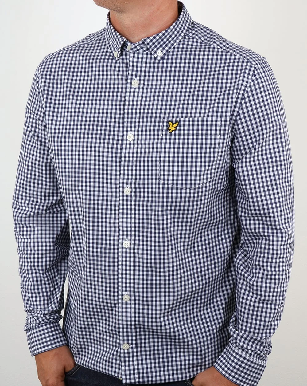 Lyle And Scott Gingham Shirt Navy - Image 3