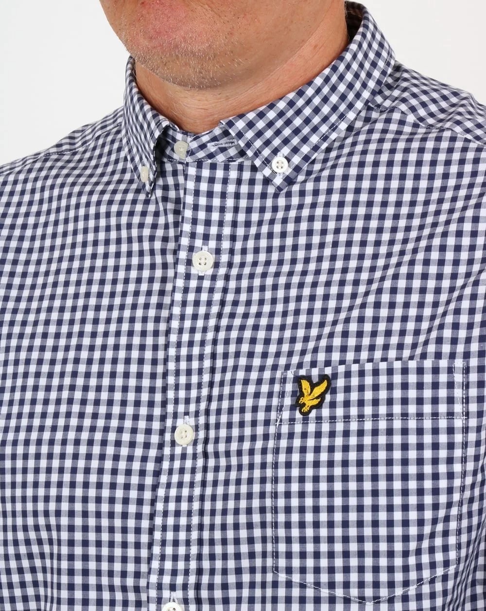 Lyle And Scott Gingham Shirt Navy - Image 4