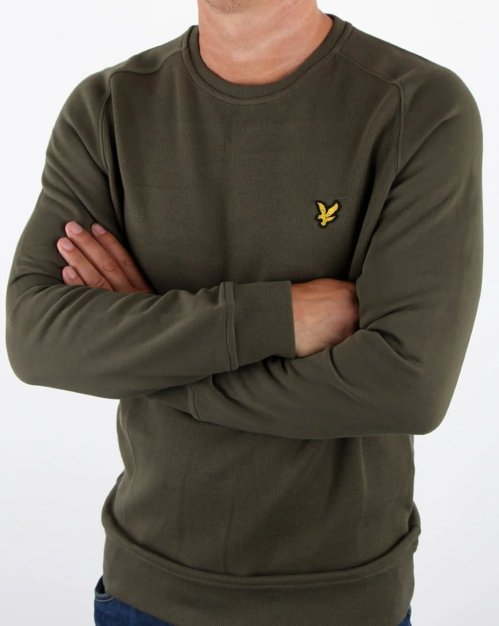 Lyle And Scott Honeycomb Sweatshirt Olive - Image 3