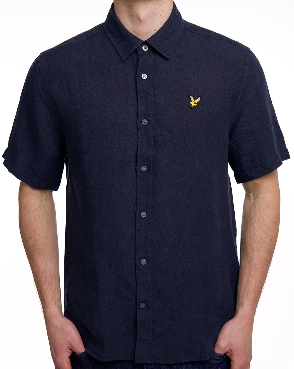 Lyle & Scott Linen Blend SS Shirt Dark Navy - Image 2