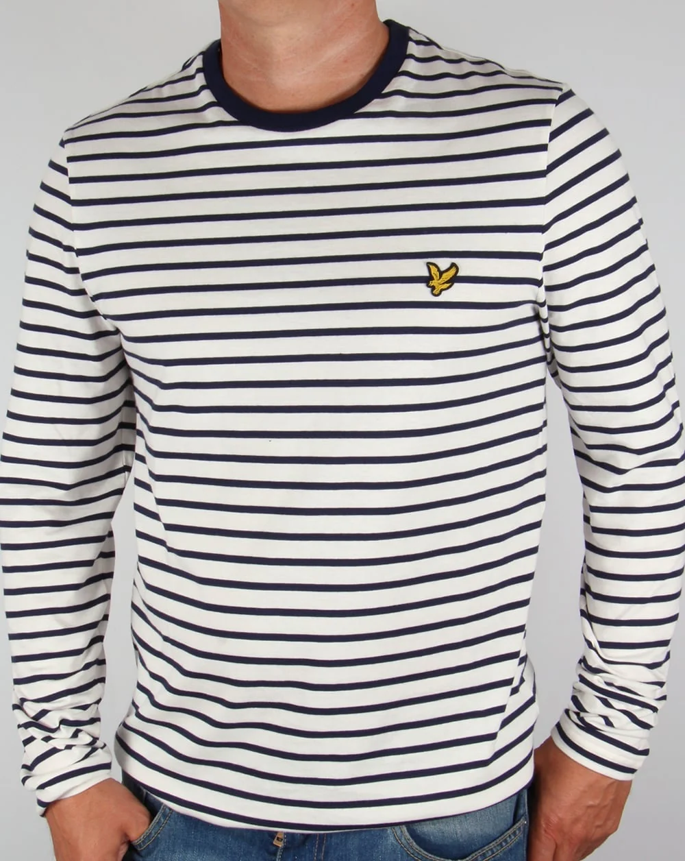 Lyle And Scott Long Sleeve Breton Stripe T-shirt Off White