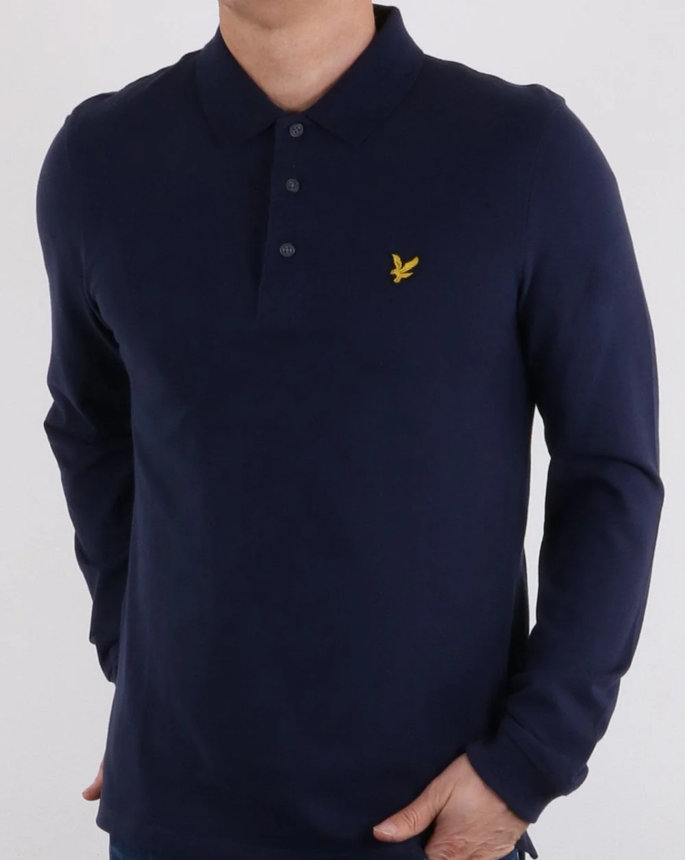 Lyle And Scott Long Sleeve Polo Shirt Navy - Image 2
