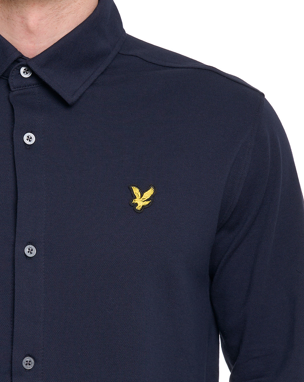 Lyle And Scott Pique Jersey Shirt Dark Navy - Image 3