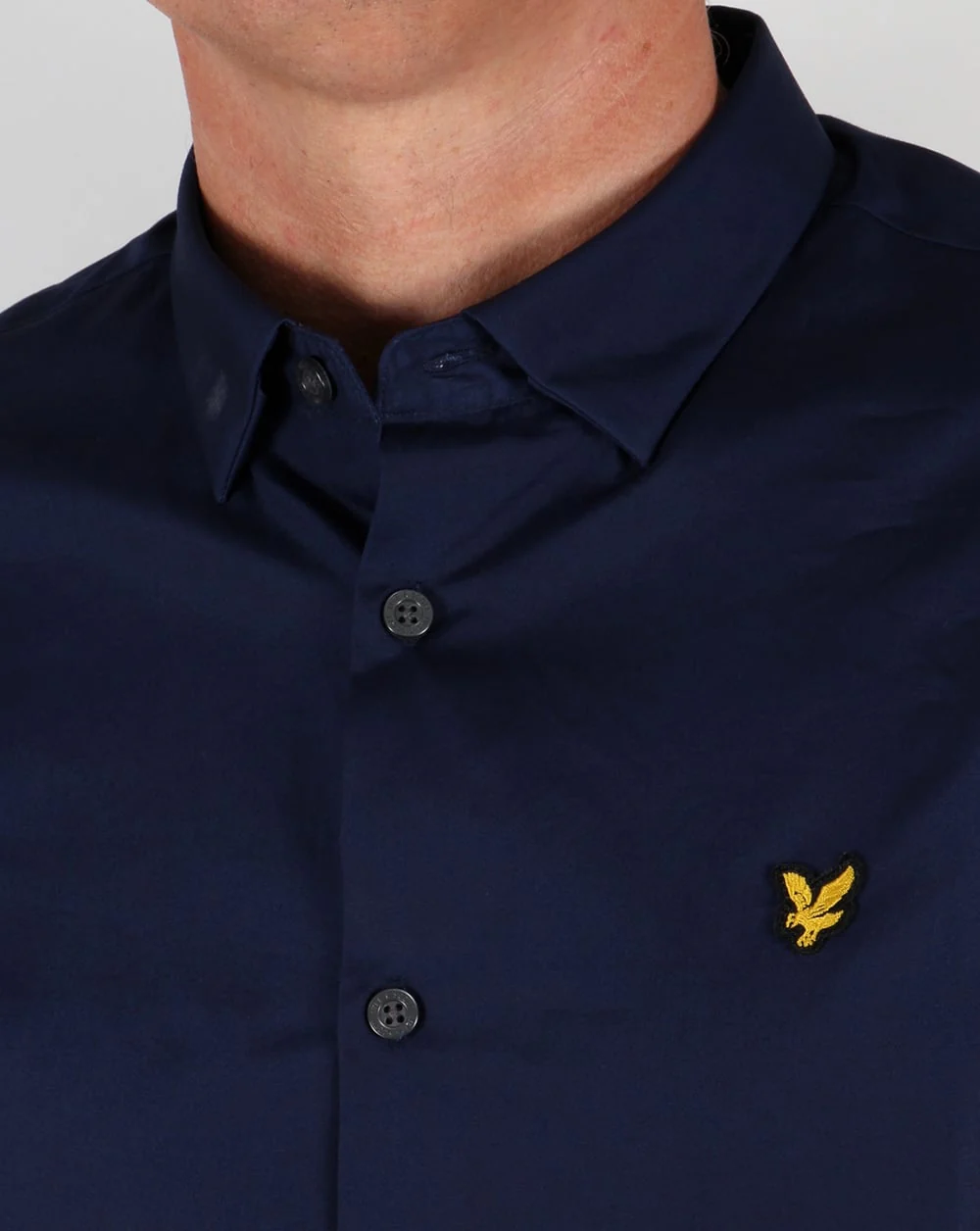 Lyle And Scott Poplin Slim Fit Shirt Navy - Image 2