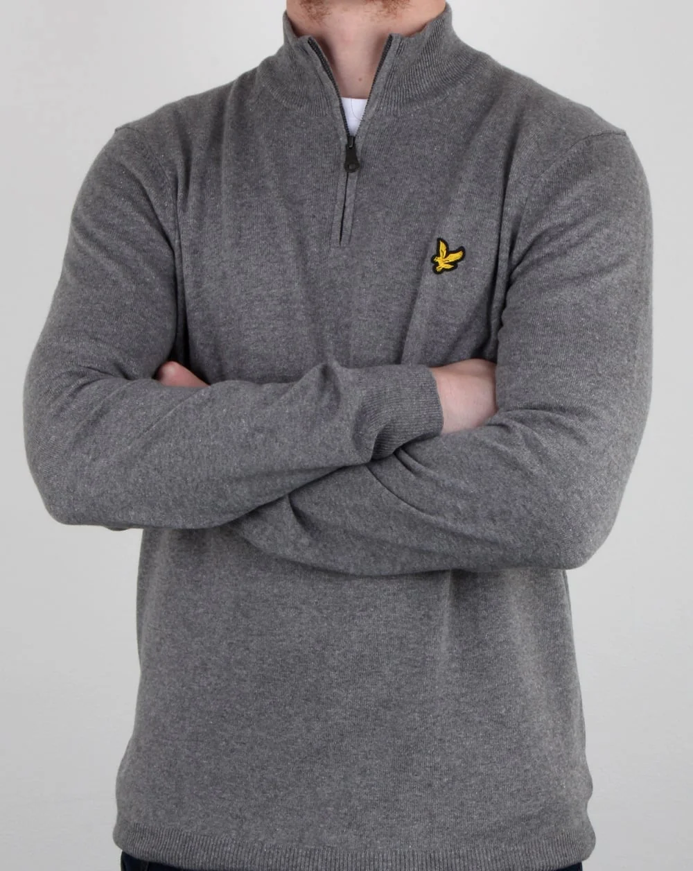 Lyle And Scott Quarter Zip Jumper Mid Grey Marl - Image 2