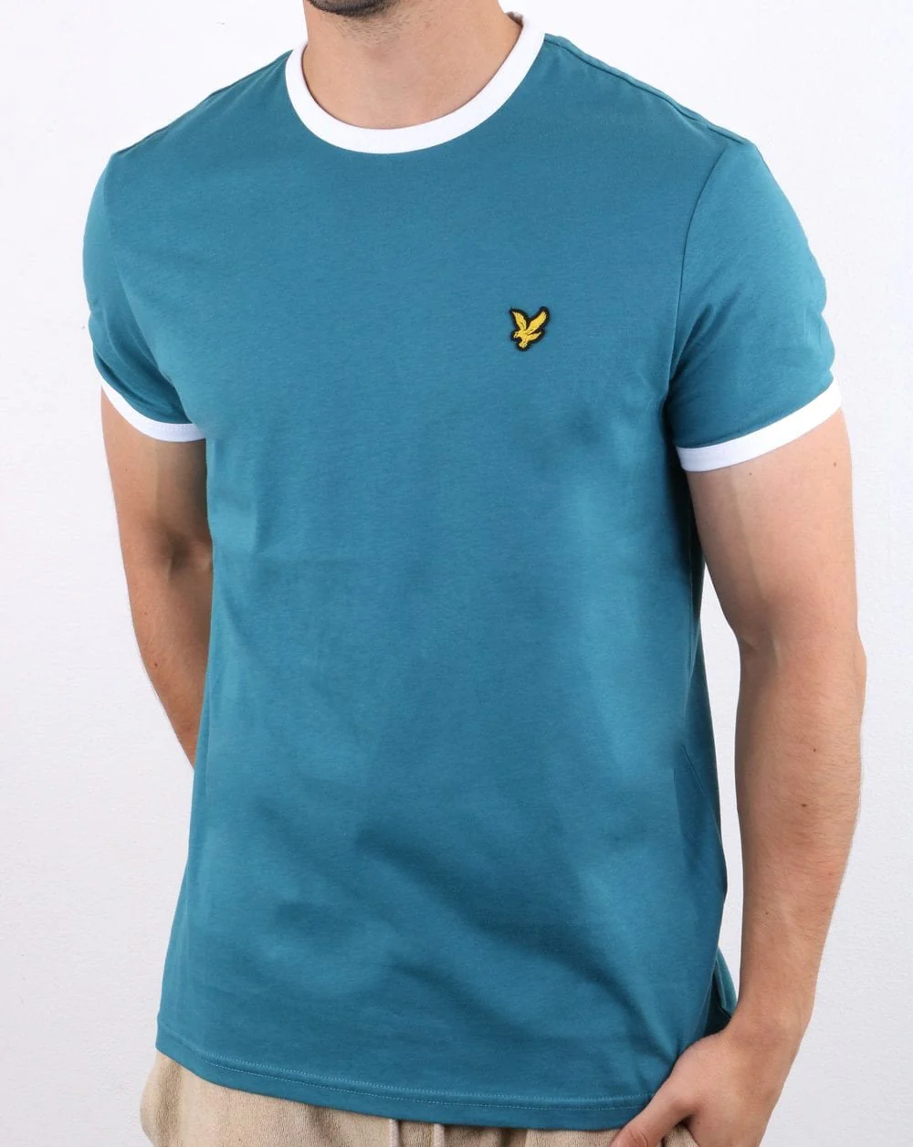 Lyle And Scott Ringer T Shirt Petrol/white - Image 2
