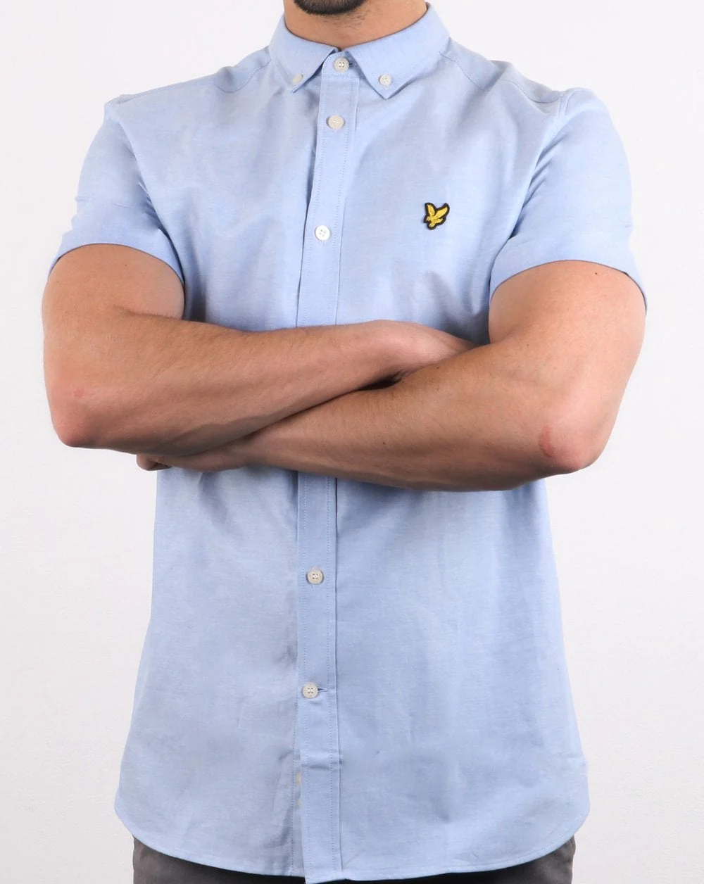 Lyle And Scott Short Sleeve Oxford Riviera Pale Blue Shirt - Image 3