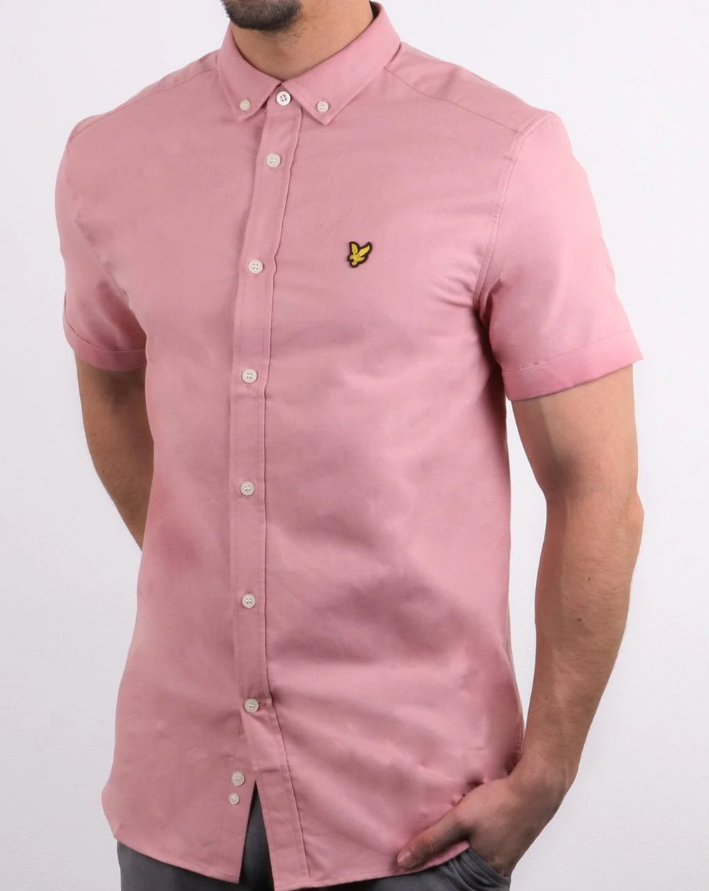 Lyle And Scott Short Sleeve Oxford Shirt Coral - Image 2