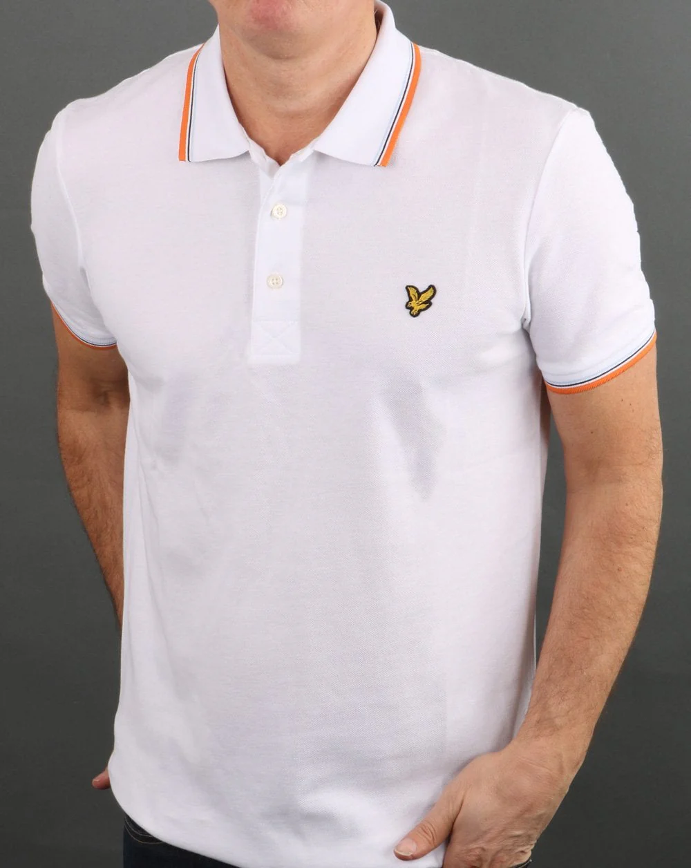 Lyle And Scott Tipped Polo Shirt White/Orange - Image 4