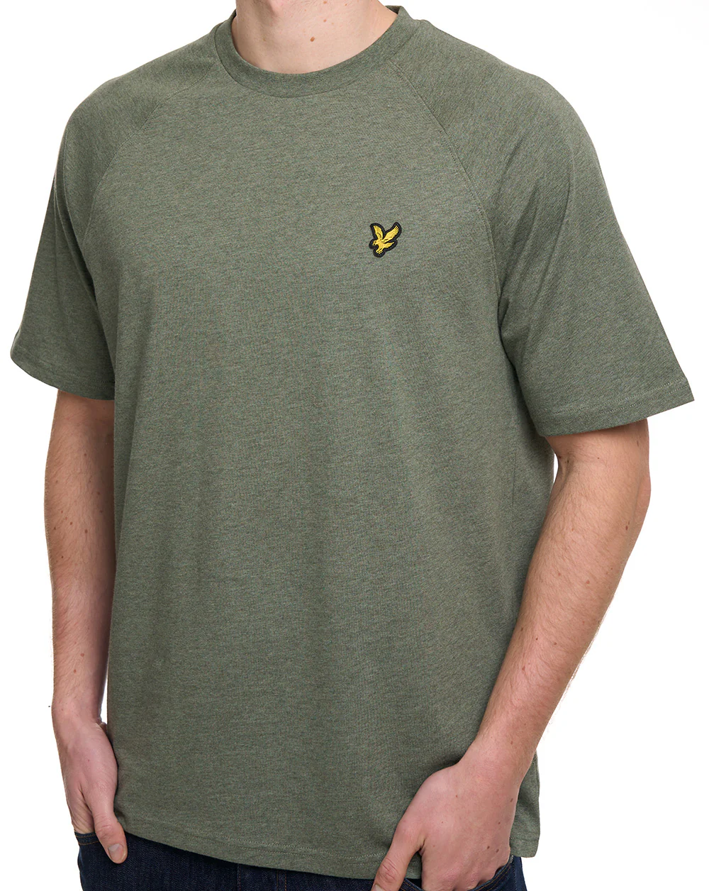 Lyle And Scott Tri Marl Raglan T Shirt Khaki - Image 2