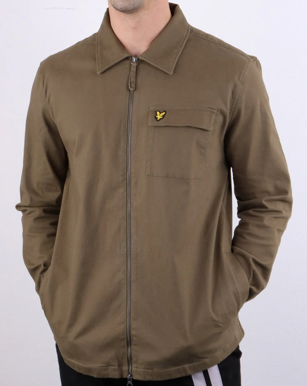 Lyle And Scott Twill Overshirt Khaki - Image 4