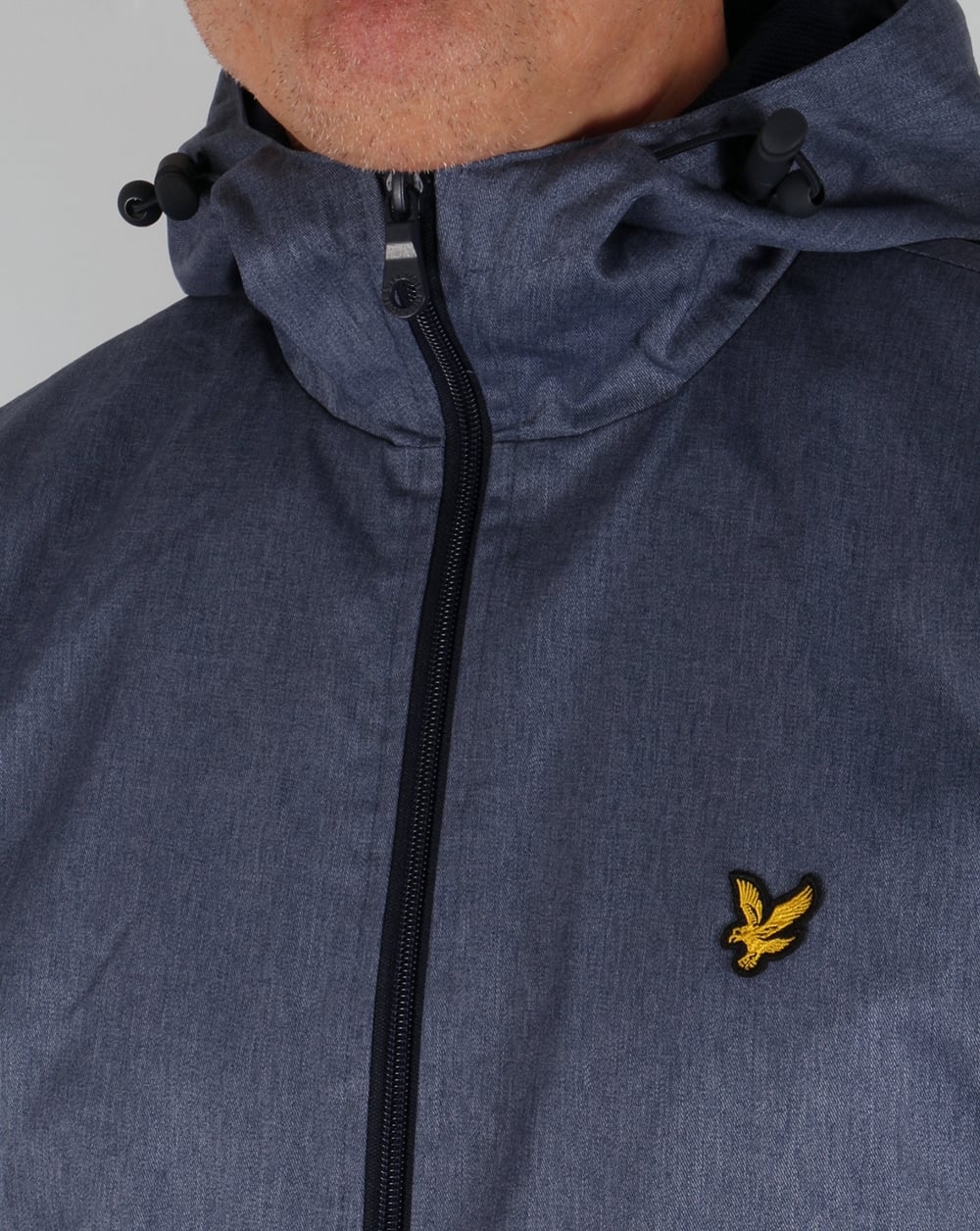 Lyle And Scott Zip Through Hooded Jacket Blue Marl - Image 3