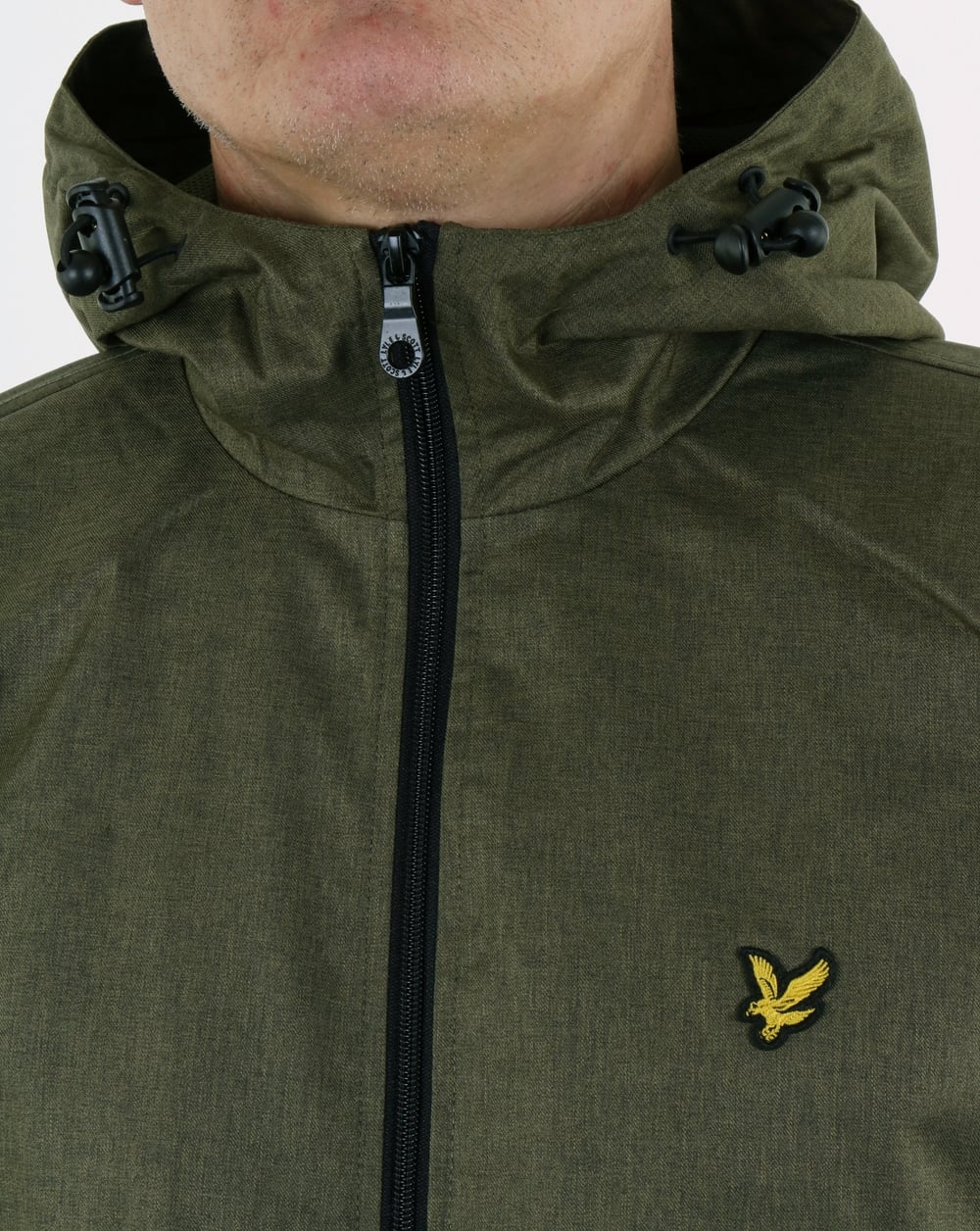 Lyle And Scott Zip Through Hooded Jacket Olive Marl - Image 2