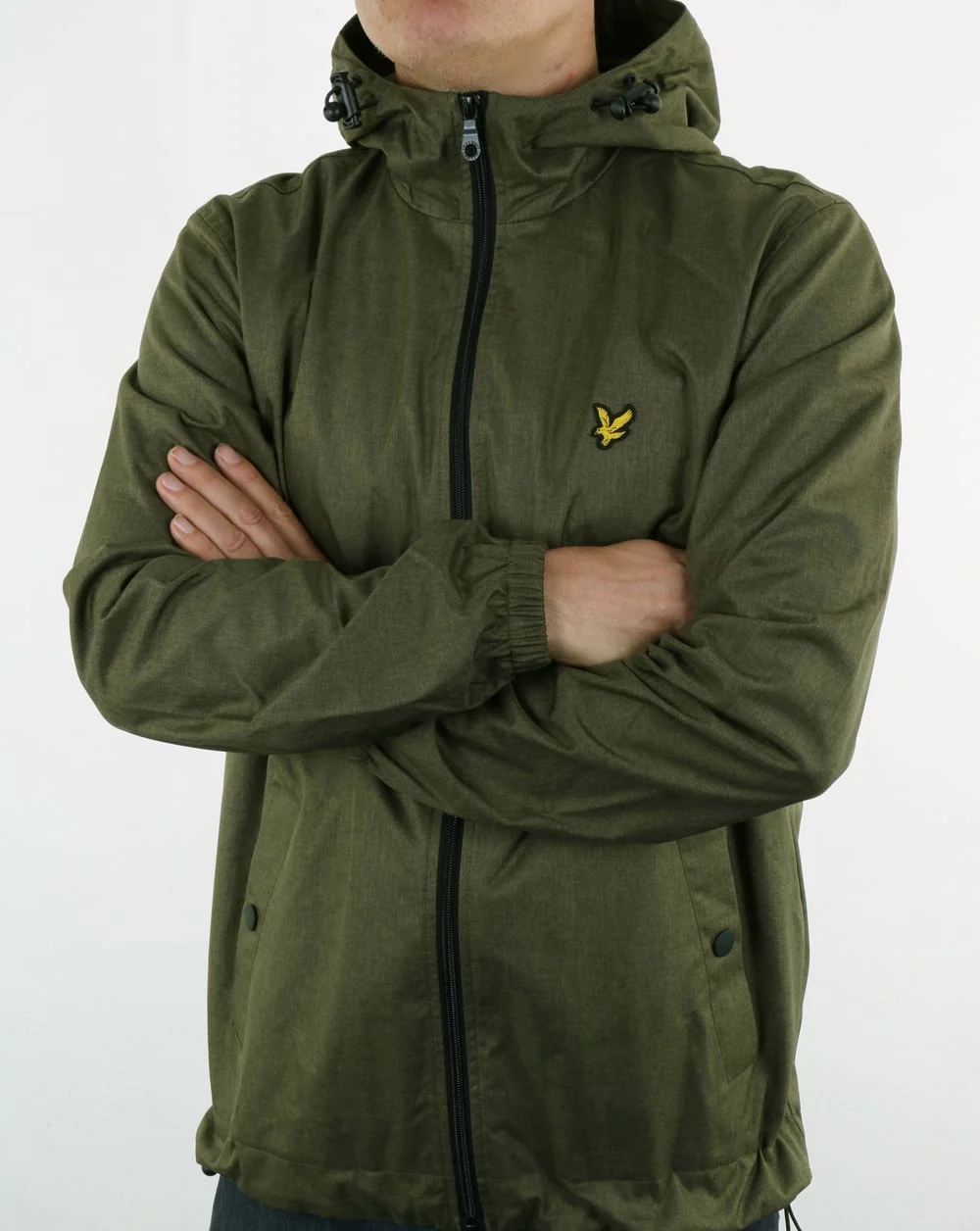 Lyle And Scott Zip Through Hooded Jacket Olive Marl - Image 3