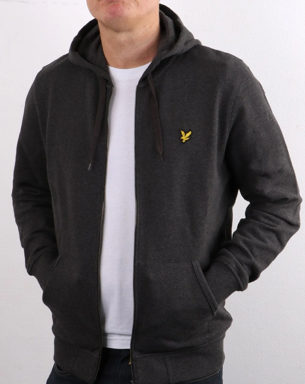 Lyle And Scott Zip Through Hoodie Charcoal Marl - Image 4