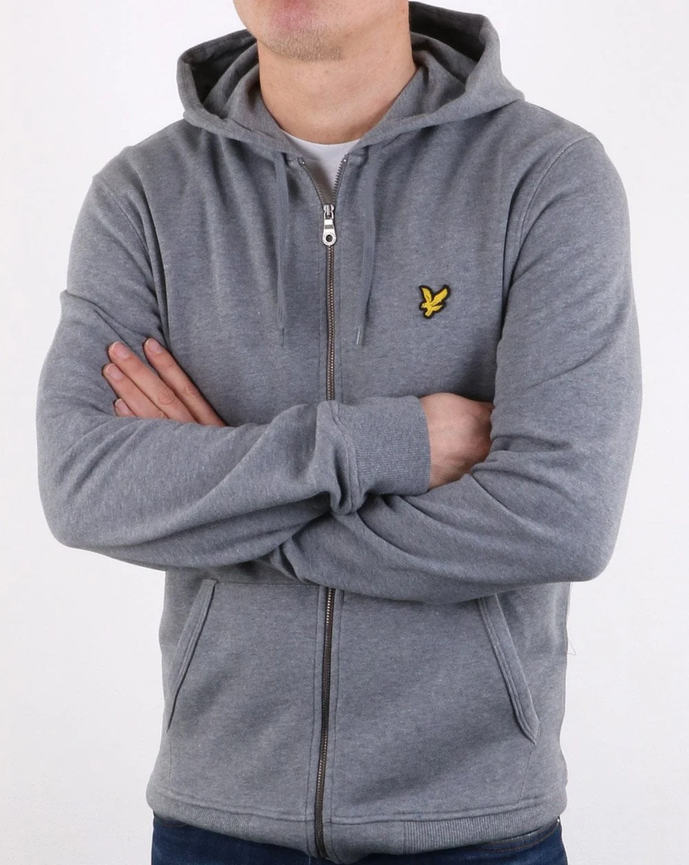Lyle And Scott Zip Through Hoodie Mid Grey Marl - Image 2