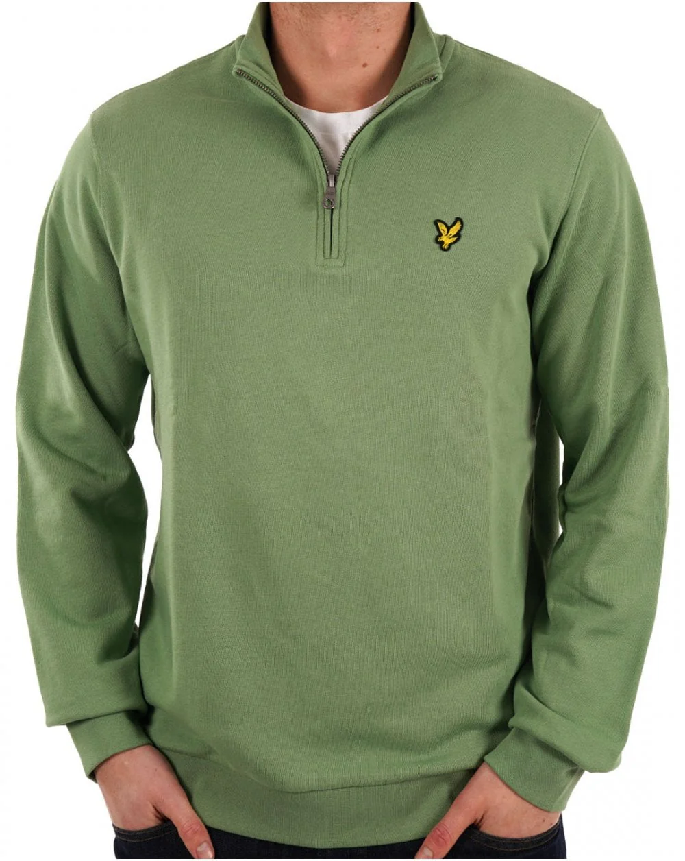Lyle & Scott 1/4 Zip Sweatshirt Smoke Green - Image 3