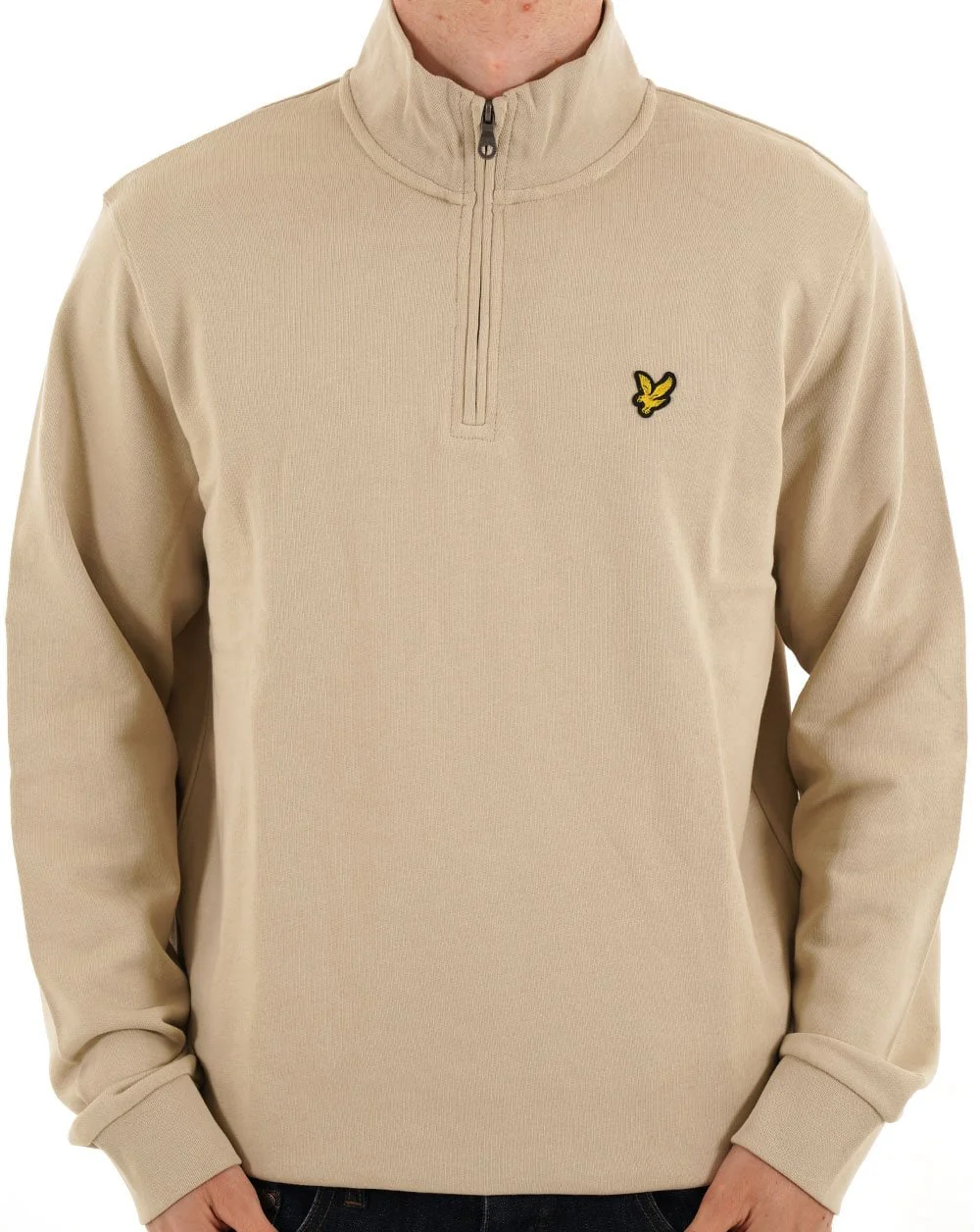 Lyle & Scott 1/4 Zip Sweatshirt Taupe - Image 2