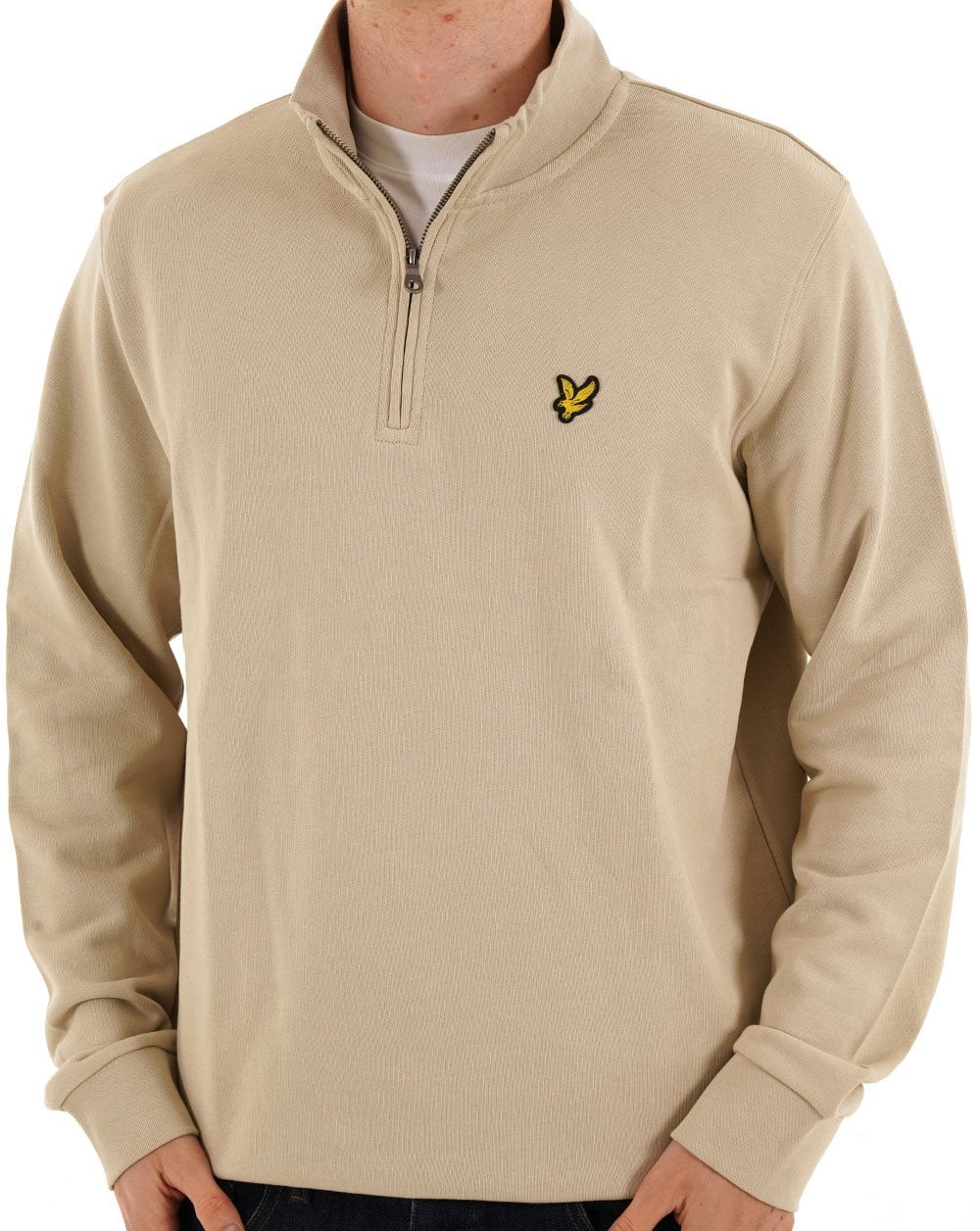 Lyle & Scott 1/4 Zip Sweatshirt Taupe - Image 3