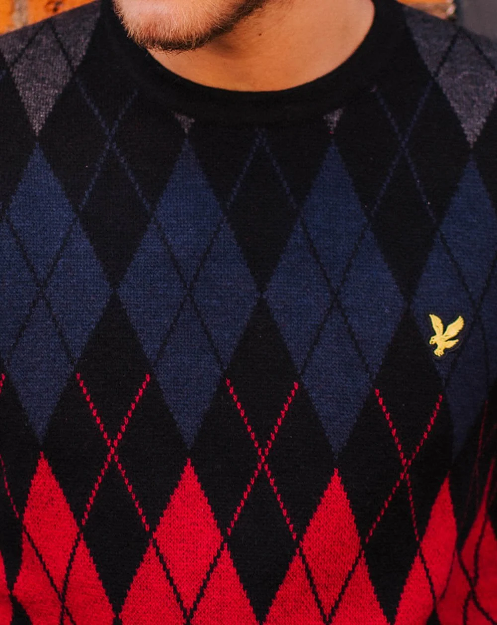 Lyle & Scott British Argyle Crew Neck Jumper Jet Black - Image 2