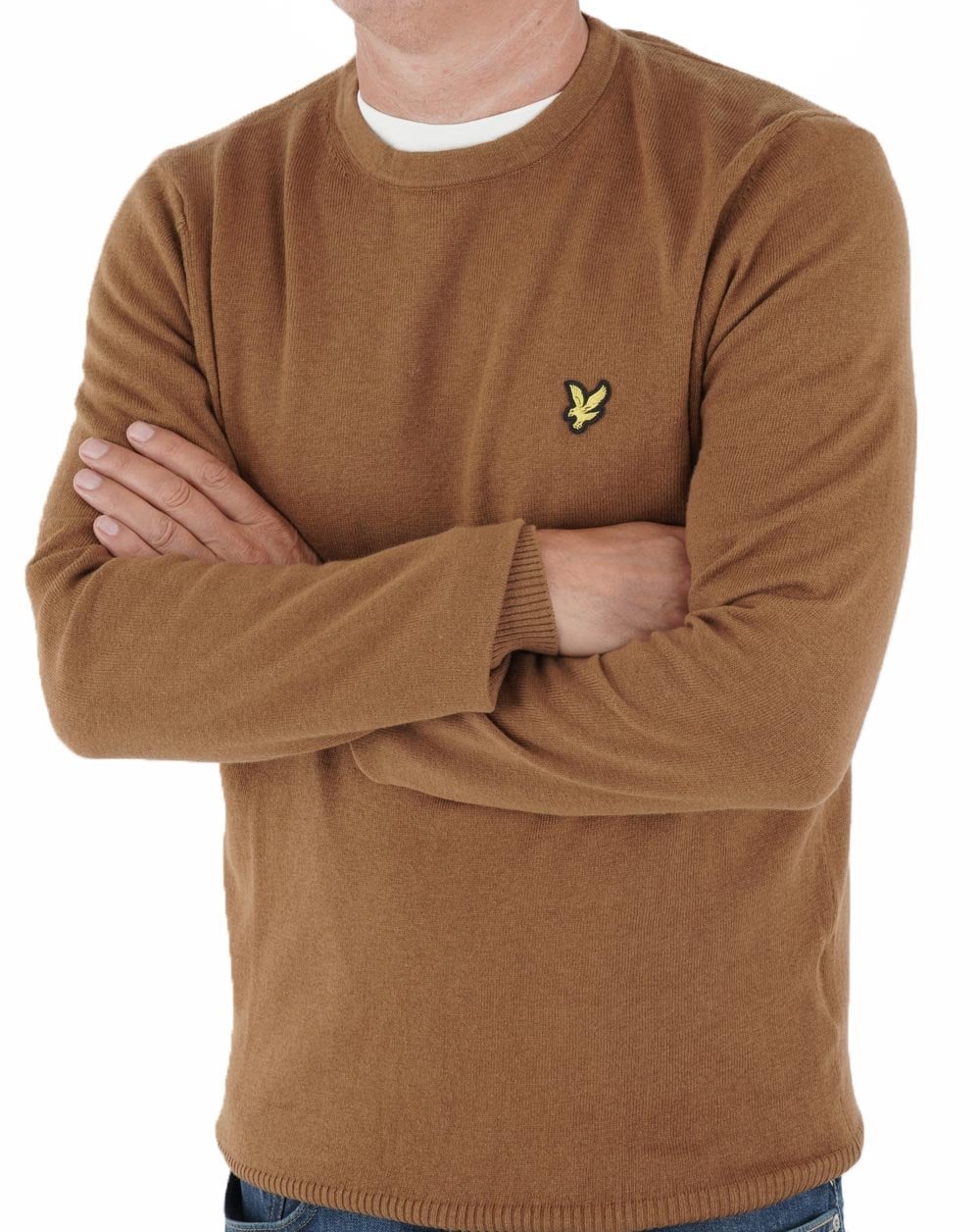 Lyle & Scott Cotton Merino Crew Jumper Gold - Image 3