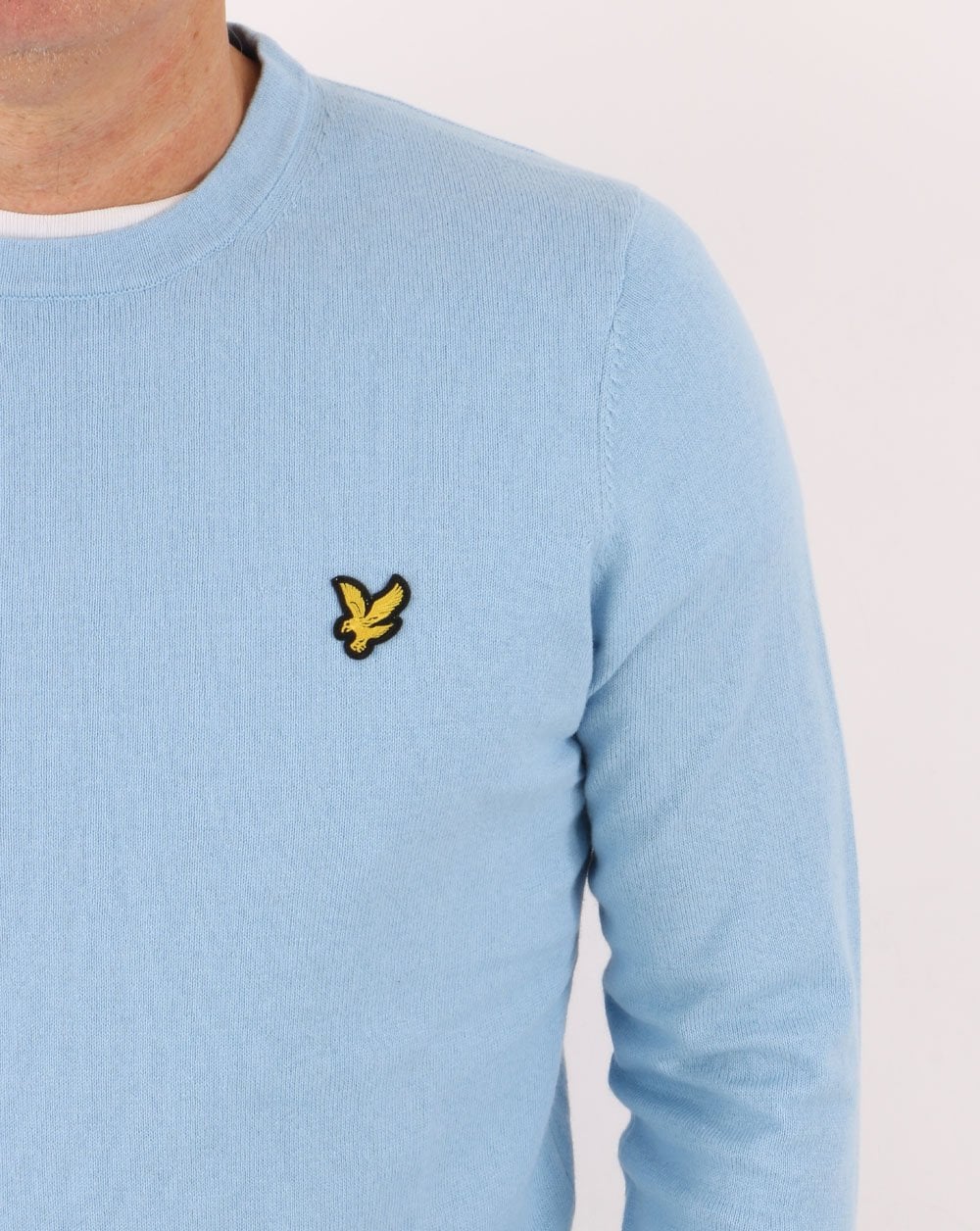 Lyle & Scott Cotton Merino knit Crew Sky Blue - Image 3