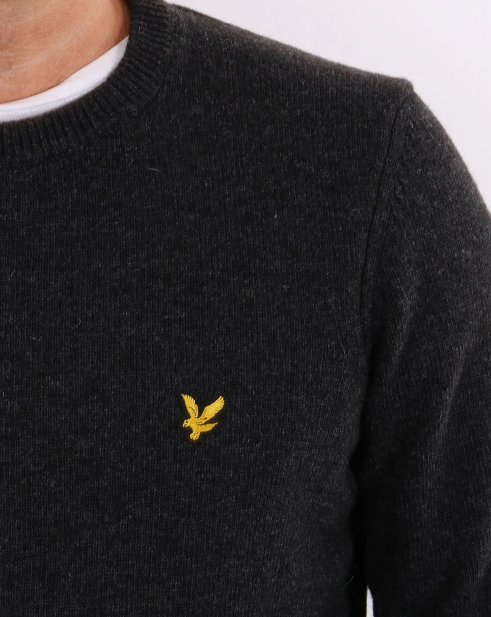 Lyle & Scott Crew Neck Lambswool Blend Jumper Charcoal Marl - Image 2