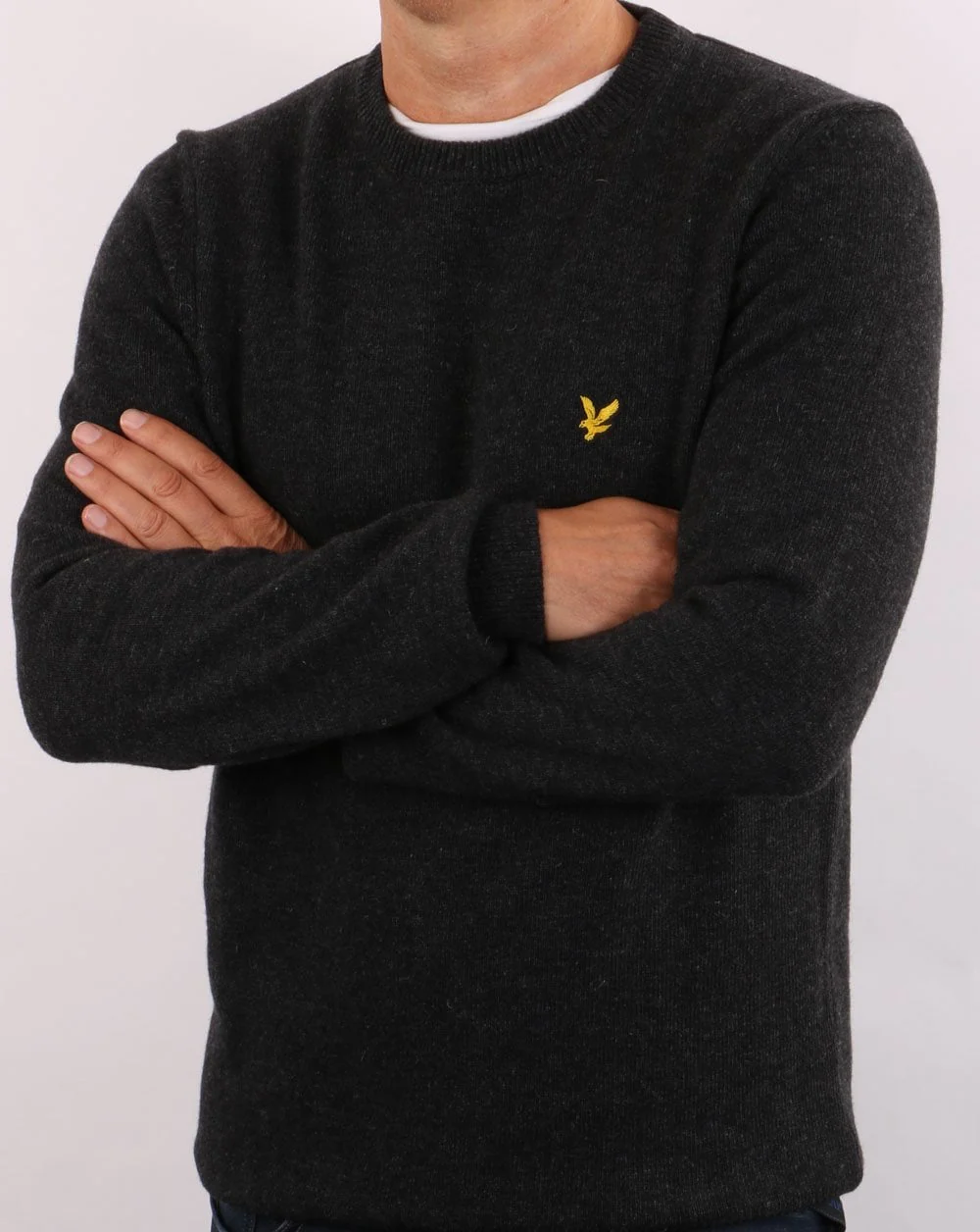 Lyle & Scott Crew Neck Lambswool Blend Jumper Charcoal Marl - Image 3
