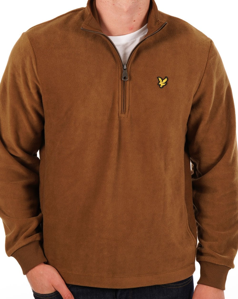 Lyle & Scott Fleece Quarter Zip Camel Bronze - Image 3
