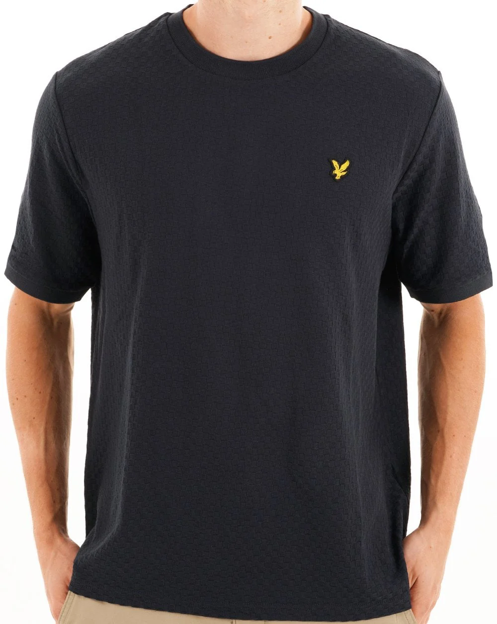 Lyle & Scott Football Jacquard T Shirt Dark Navy - Image 3