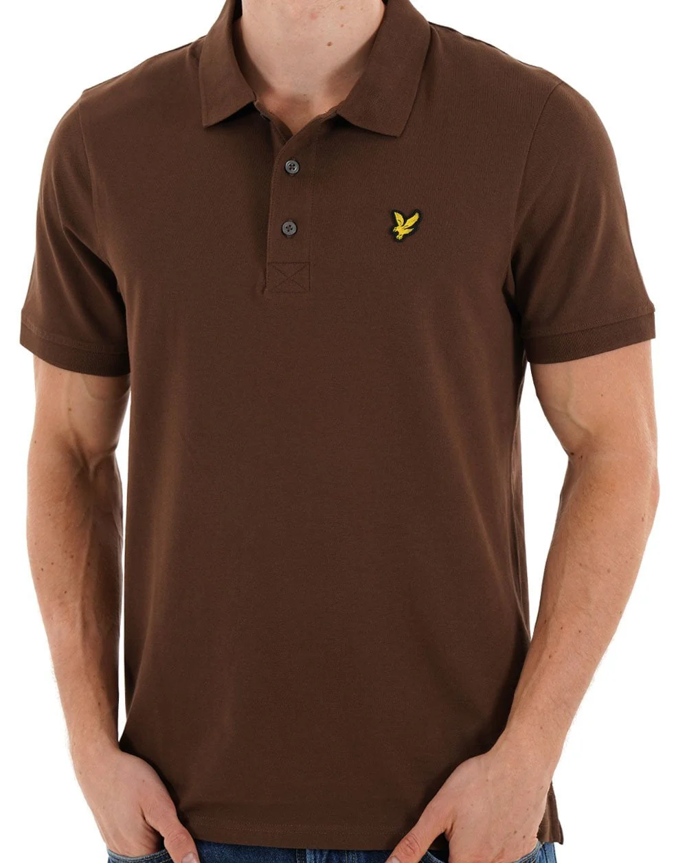 Lyle & Scott Plain Polo Shirt Bottle Brown - Image 3
