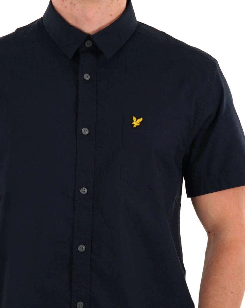 Lyle & Scott Plain Poplin Short Sleeve Shirt Dark Navy - Image 2