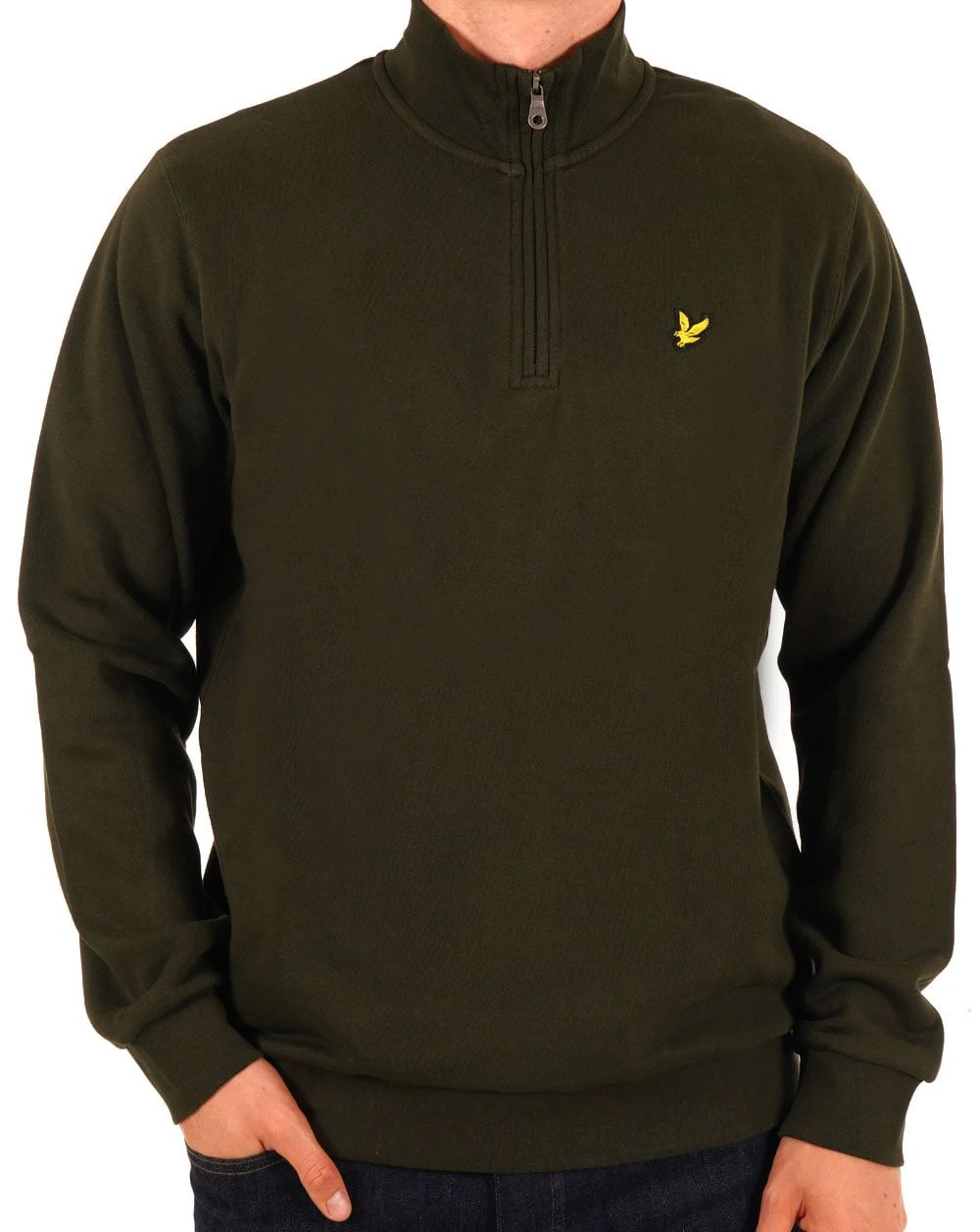Lyle & Scott Quarter Zip Sweat Deep Green - Image 2