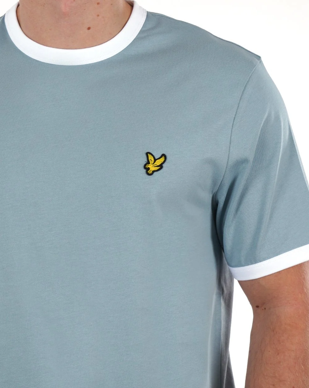 Lyle & Scott Ringer T Shirt Slate Blue/White - Image 2