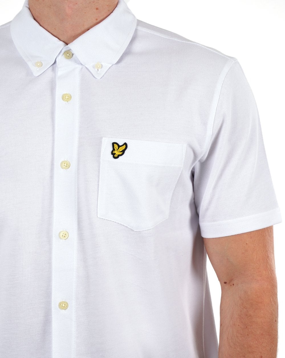 Lyle & Scott Short Sleeve Pique Shirt White - Image 2