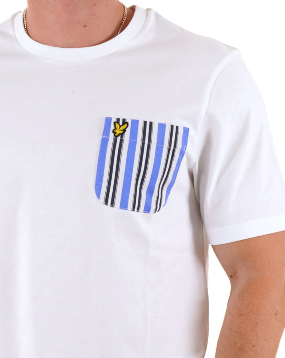 Lyle & Scott Stripe Pocket T Shirt White - Image 2