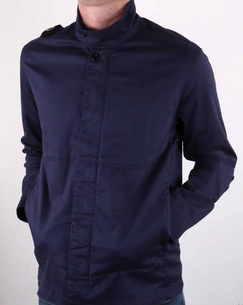 Ma.strum Funnel Neck Zip Shirt True Navy - Image 3