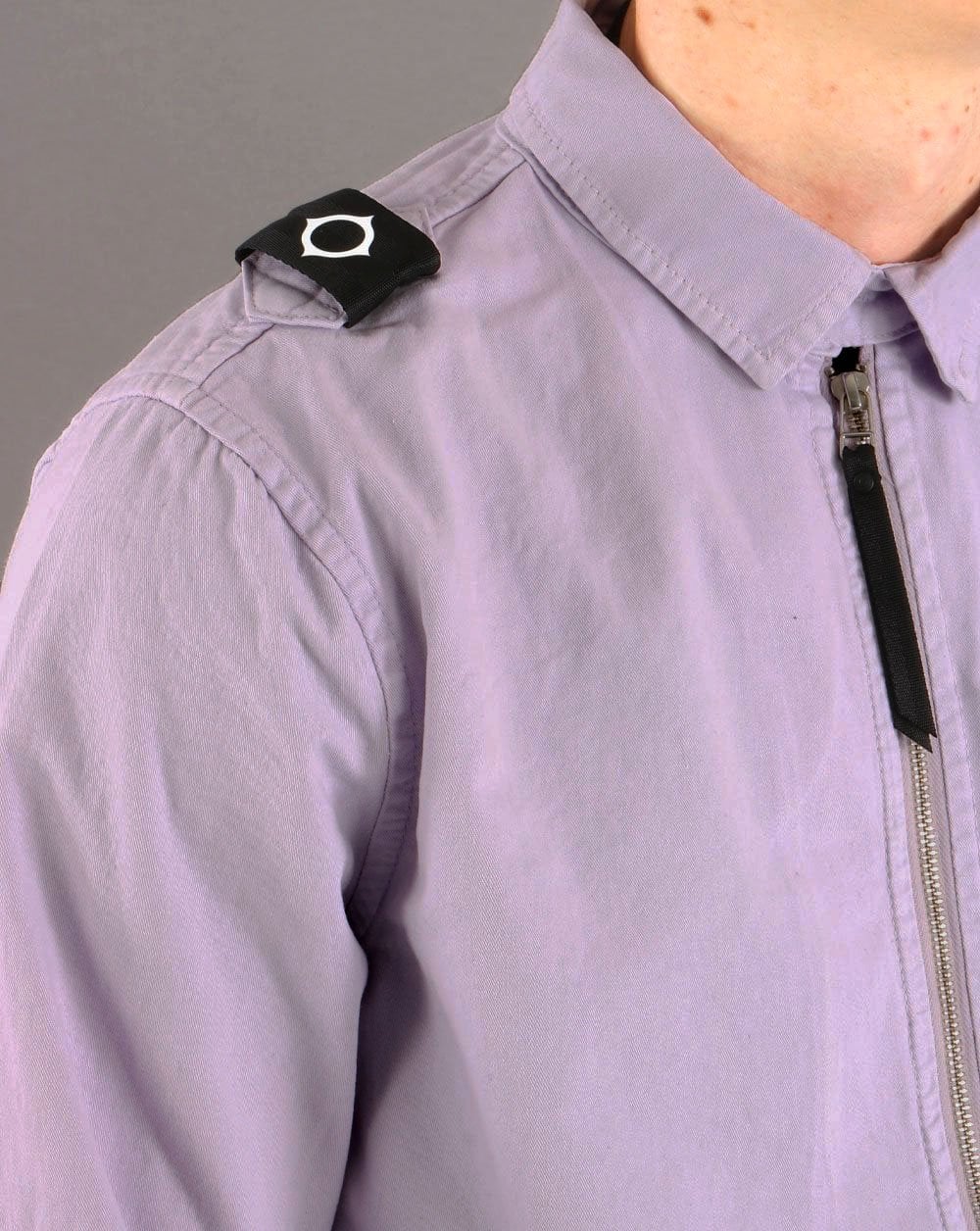 MA.STRUM Garment Dyed Zip Overshirt Lilac - Image 3