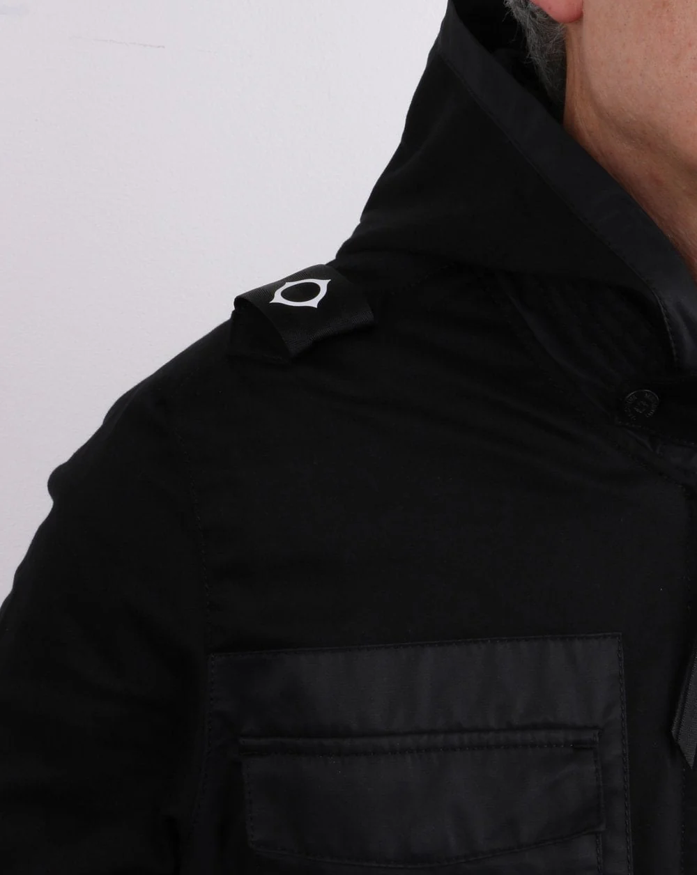 Ma.strum Hooded Panel Overshirt Jet Black - Image 3