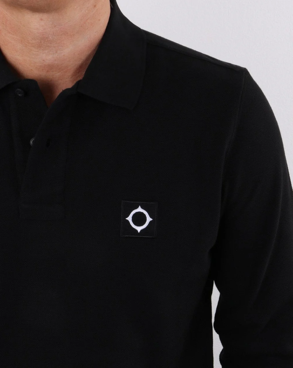 Ma.strum Long Sleeve Pique Polo Jet Black - Image 3