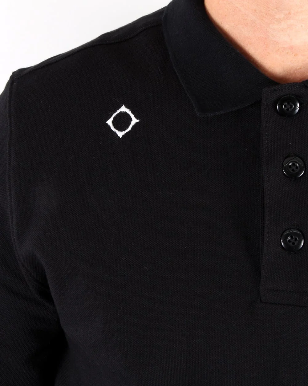 Ma.strum Long Sleeve Pique Polo Shirt Black - Image 2