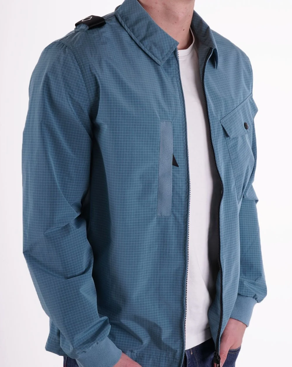 Ma.strum Nylon Grid Overshirt Sea Blue - Image 4