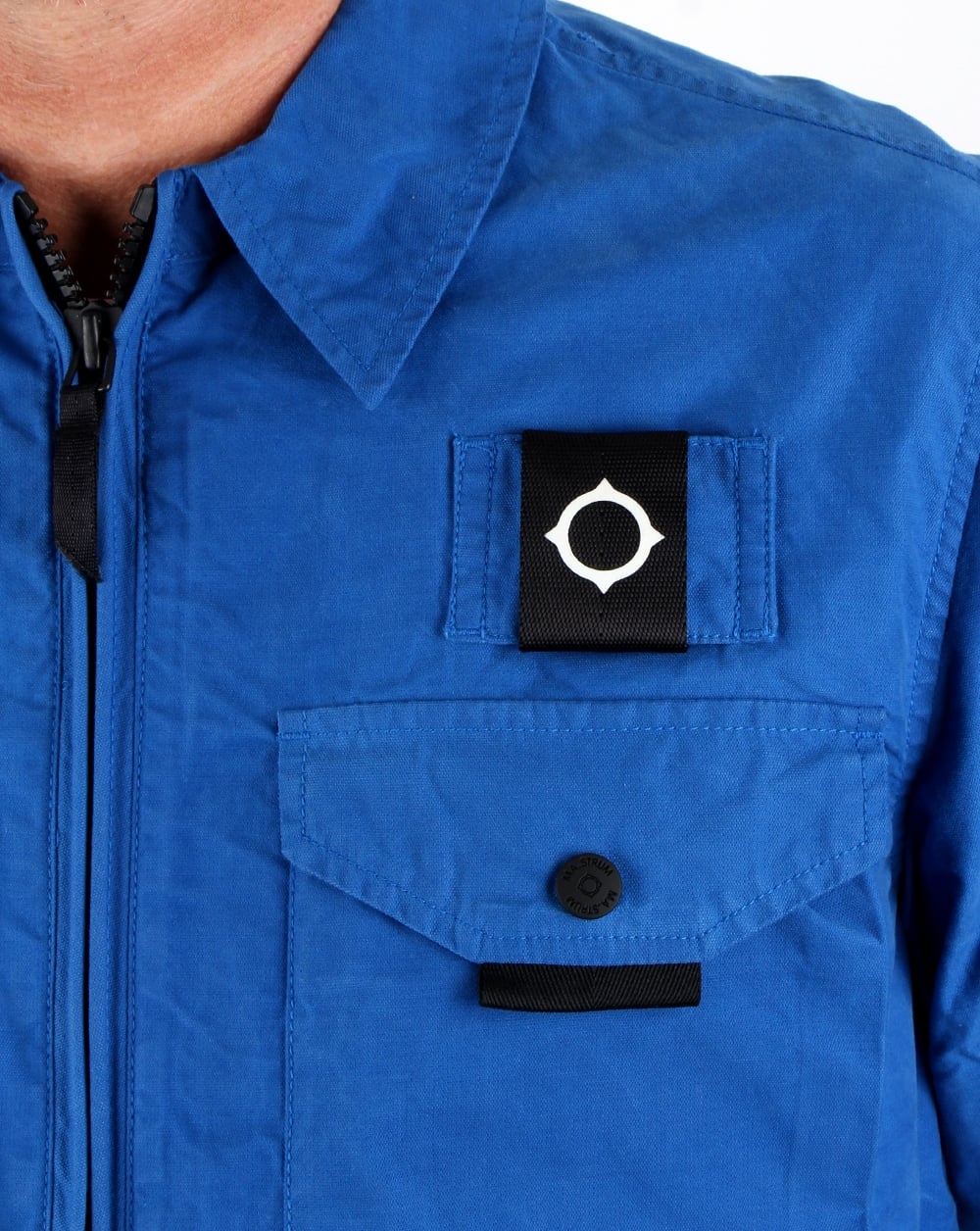 Ma.strum Pickerel Zip Through Overshirt Vibrant Blue - Image 2