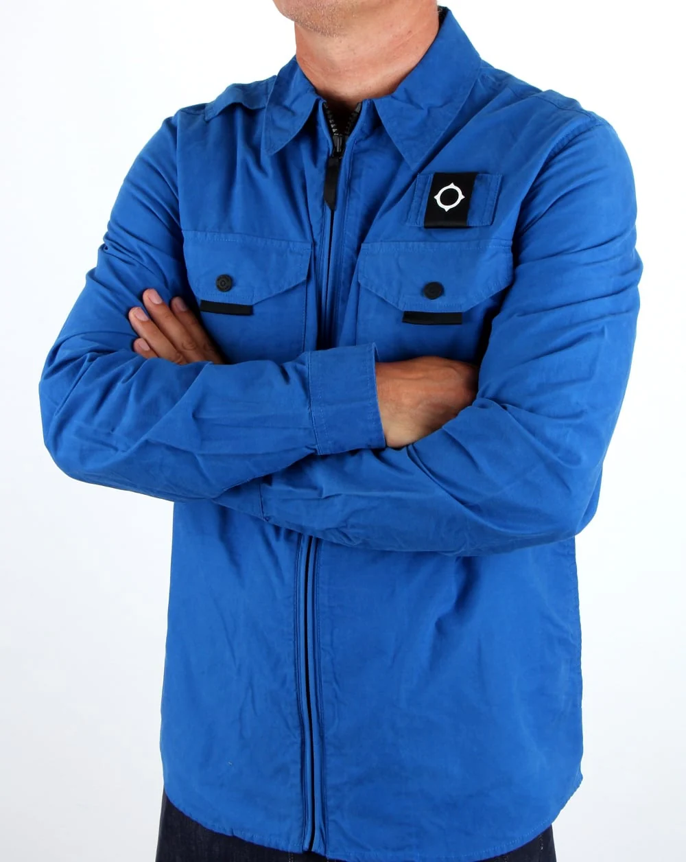 Ma.strum Pickerel Zip Through Overshirt Vibrant Blue - Image 3