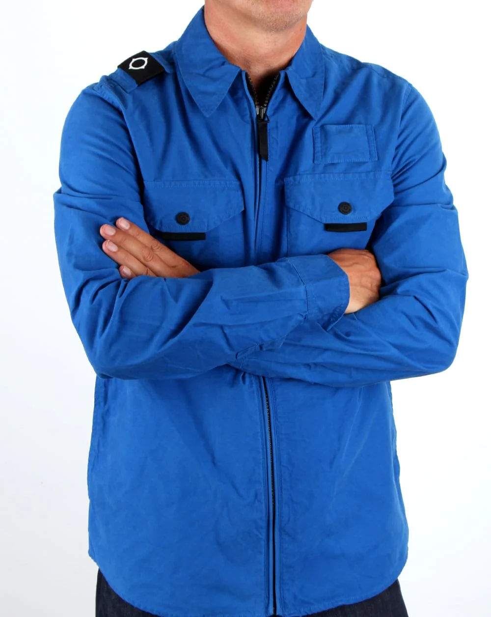 Ma.strum Pickerel Zip Through Overshirt Vibrant Blue - Image 4