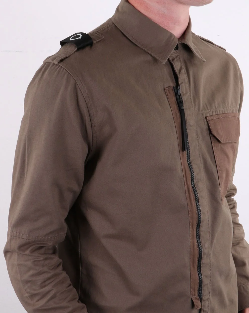 MA.Strum Zip Front Overshirt Timber Wolf - Image 2